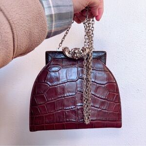 Vintage Glen Miller for ANN TURK Brown Leather Bag With Silver Chain Crossbody